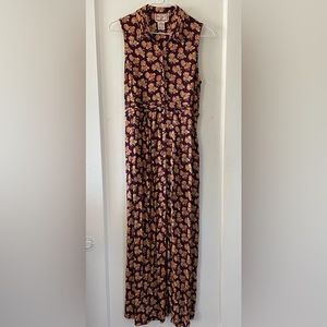 Vintage April Cornell Plum/Burgundy Floral Sleeveless Dress